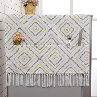 双开冰箱盖布顶防尘罩欧式简约床头柜茶几滚筒洗衣机棉麻多用盖巾