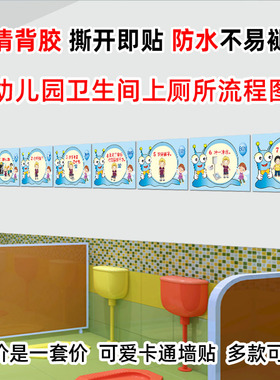 卫生间卡通上厕所示意图装饰贴纸