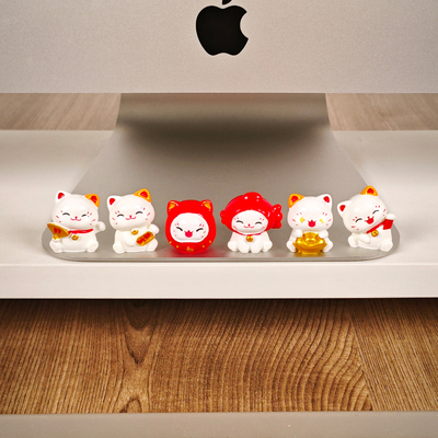 招财猫桌面装饰摆件办公显示器玩偶电脑屏幕饰品工位稳定情绪神器