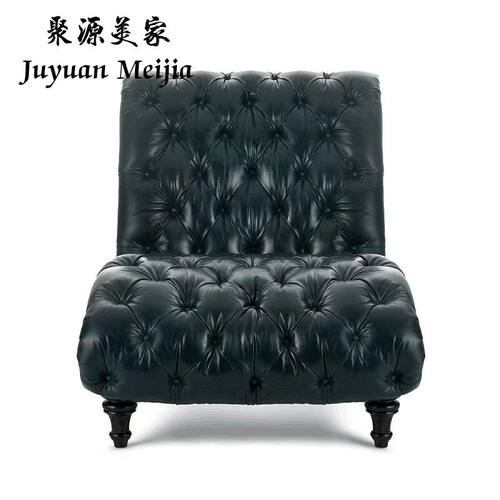 轻奢简约美式进口牛皮拉扣躺椅
