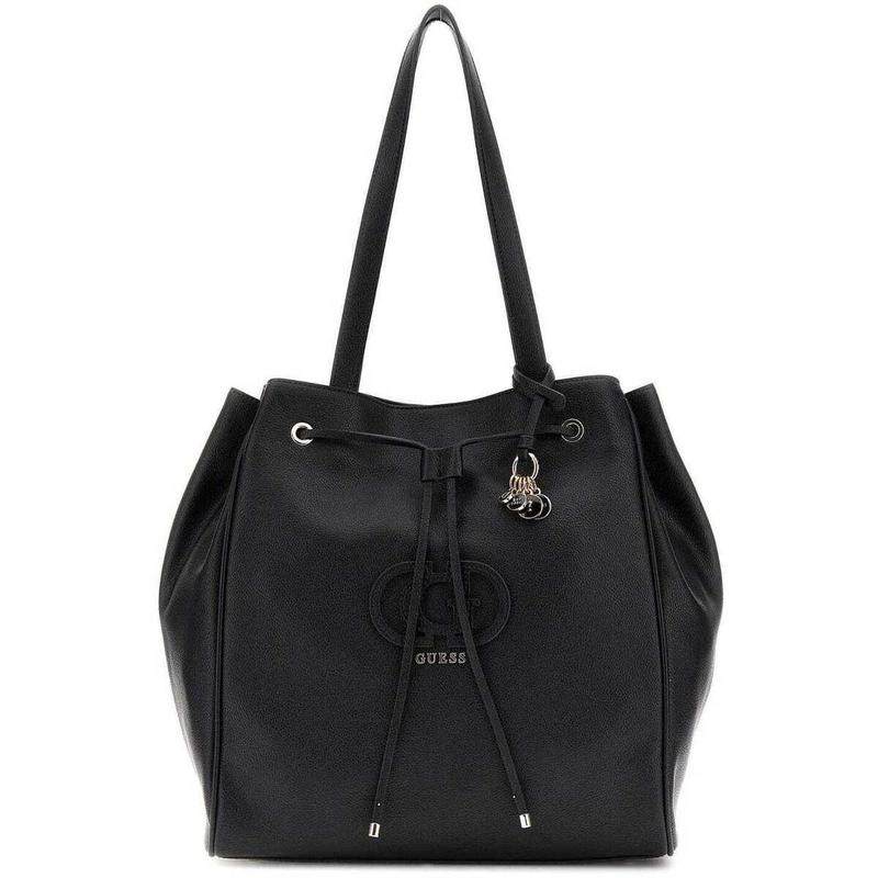代购GUESS女士手提包大容量抽绳闭合可调节肩带轻便携带黑色,箱包皮具/热销女包/男包,手拿包,淘宝优惠券,粉丝福利购,淘宝优惠卷