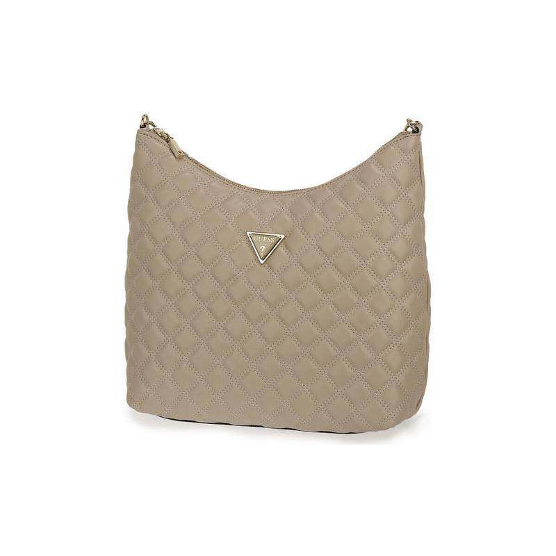 代购GUESS女士手提包可拆卸肩带链条装饰三角标志大容量浅米色,箱包皮具/热销女包/男包,手拿包,淘宝优惠券,粉丝福利购,淘宝优惠卷