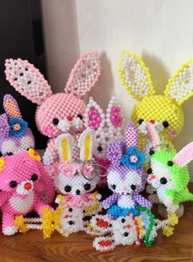 【手工串珠成品】仙女兔垂耳兔 水晶兔卡通兔星黛露时间兔萝卜兔