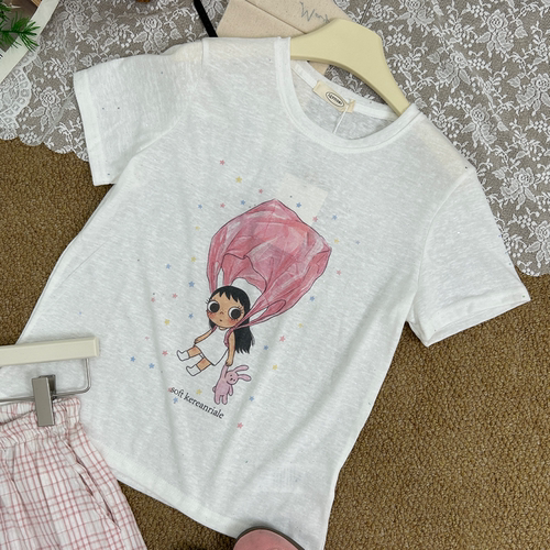 刘以燃白色显瘦百搭上衣女短袖t