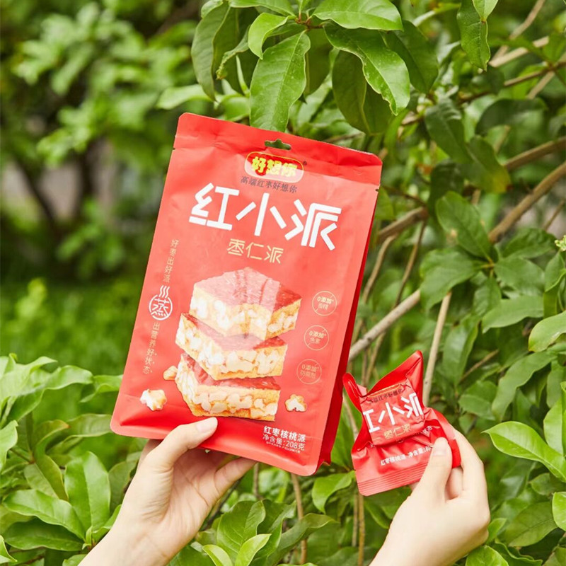 好想你红小派枣仁派红枣夹核桃仁新疆红枣核桃派休闲食品无核即食