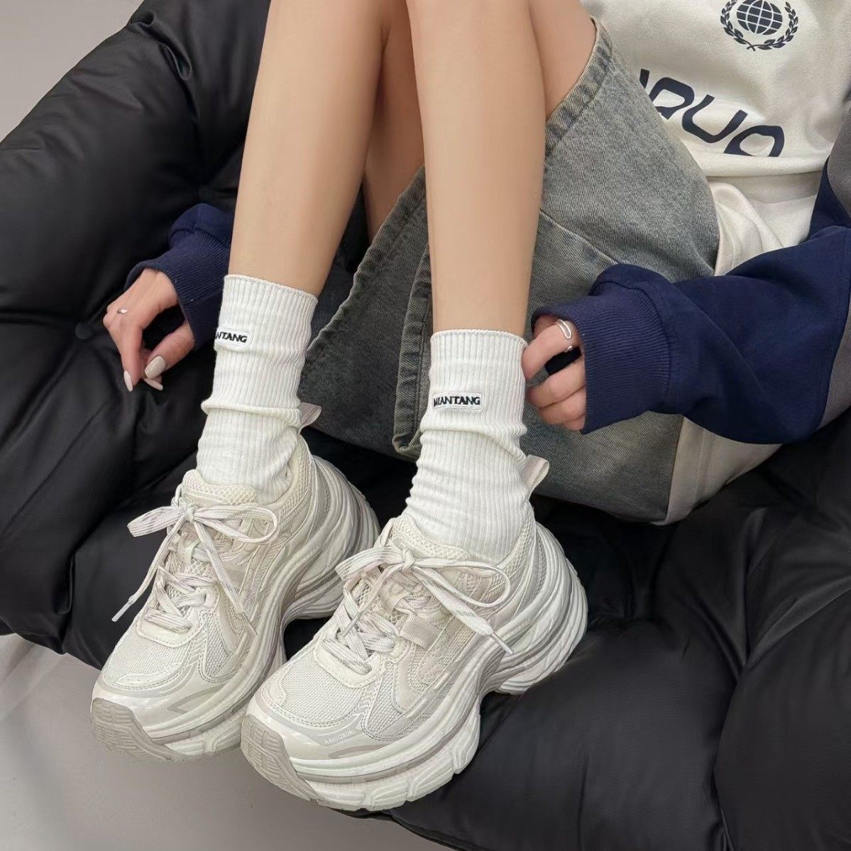 厚底老爹鞋女2026新款真皮网面透气运动休闲鞋小个子增高跑步鞋,女鞋,时尚休闲鞋,淘宝优惠券,粉丝福利购,淘宝优惠卷