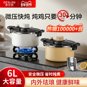 德世朗微压锅炖汤盅汤锅珐琅钛锅家用焖烧搪瓷锅电磁炉燃气煮汤桶