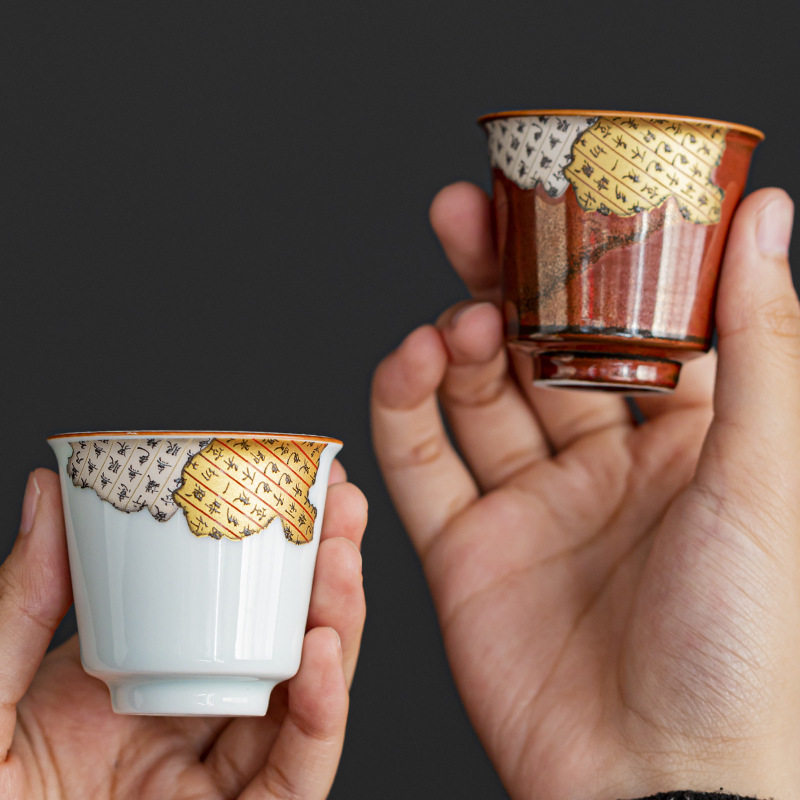 轻奢古风创意茶杯个人专用陶瓷功夫茶具复古主人杯单杯茶盏品茗杯