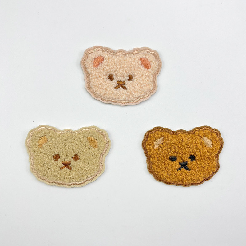 手工编织围巾冰条毛线小熊头刺绣布贴手机装饰贴手账本diy自粘贴