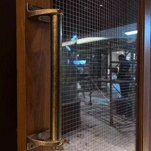 复古精铸全黄铜别墅洋房老式海派北欧大门长把手黄铜明装大拉手