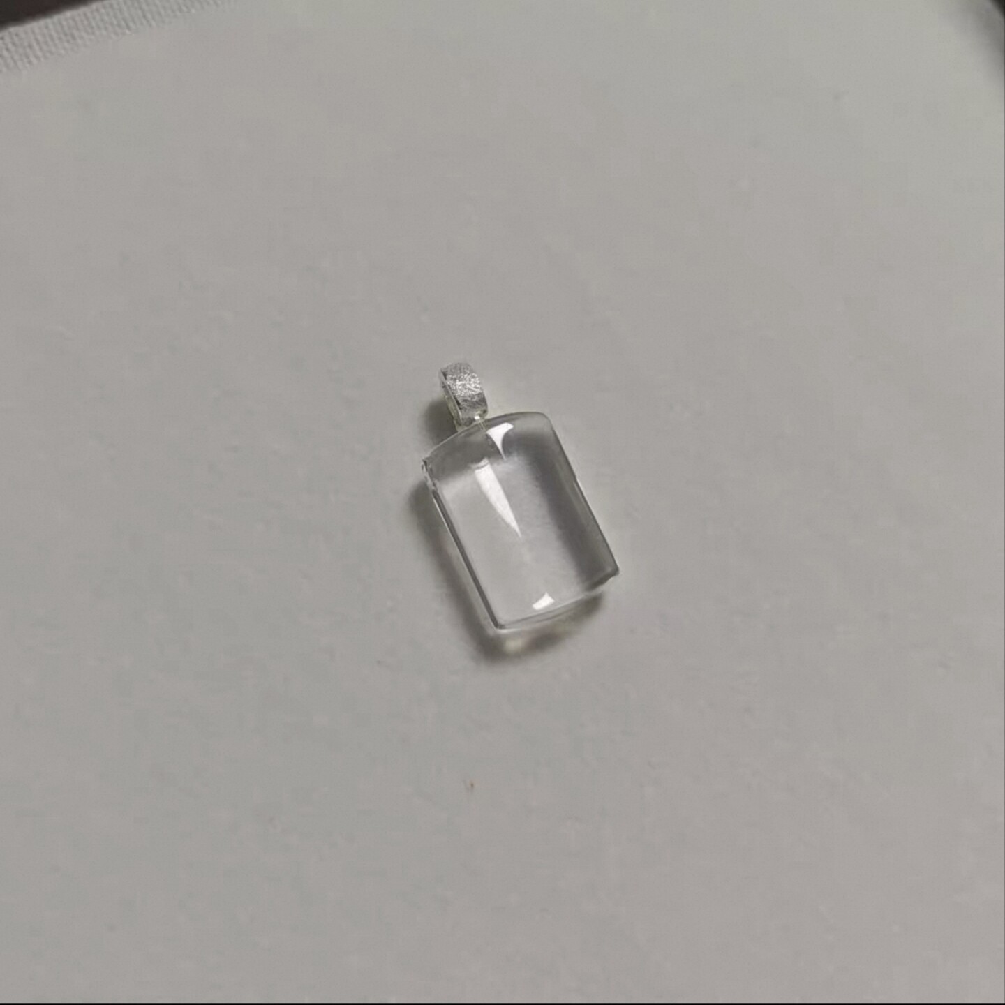 天然白水晶长方无事牌925银镶嵌吊坠能量磁场万能扣多用吊坠项链