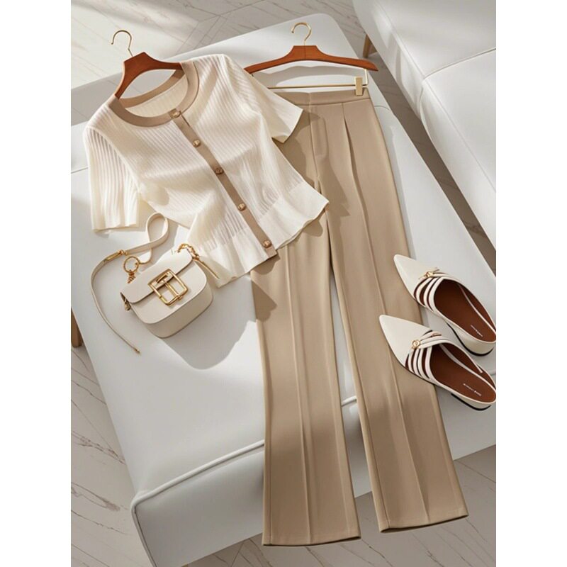 女装时髦洋气套装设计感小众独特时尚显瘦小香风上衣裤子两件套夏