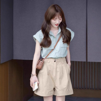 夏日穿搭套装女2025新款春夏装搭配一整小个子ootd减龄短裤两件套