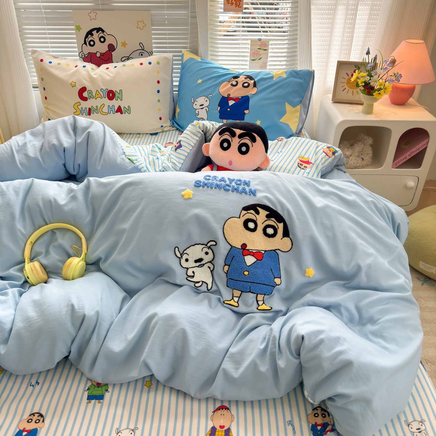 蜡笔小新纯棉床品四件套全棉学生宿舍床上儿童三件套被罩床单被套