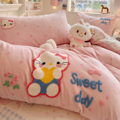 冬季牛奶绒床上四件套