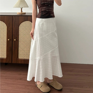 白色中长款半身裙女大码春夏2026新款胖妹妹mm宽松显瘦a字鱼尾裙