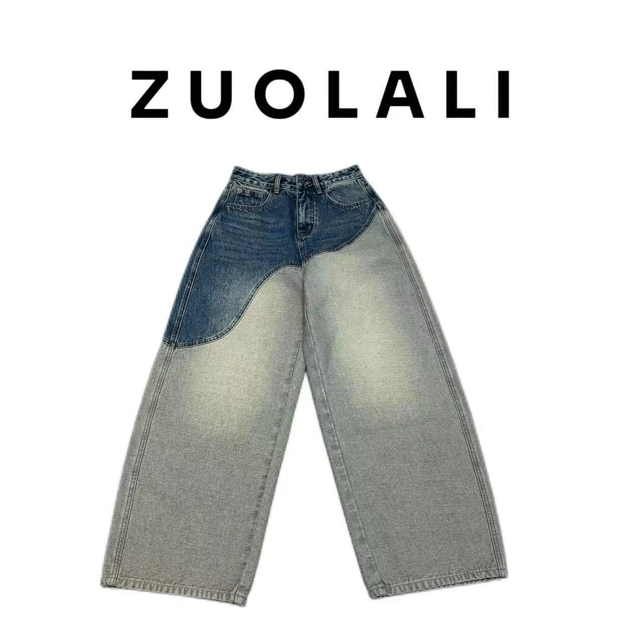 ZUOLALI/左拉励【啃咬裤】时尚拼接撞色设计-高腰堆堆裤