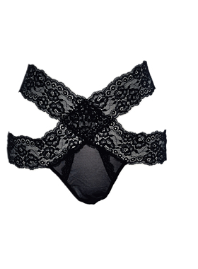la Vle en Rose原单女式三角裤性感透视蕾丝网纱个性多带腰头大码