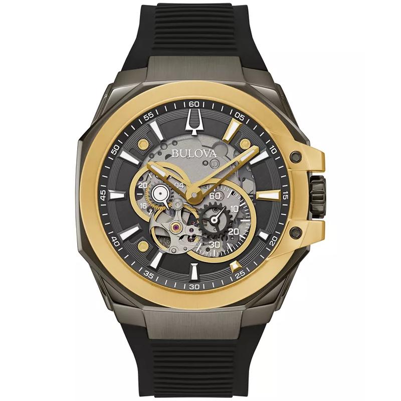 BULOVA/宝路华男士自动机械计时黑硅带腕表mm