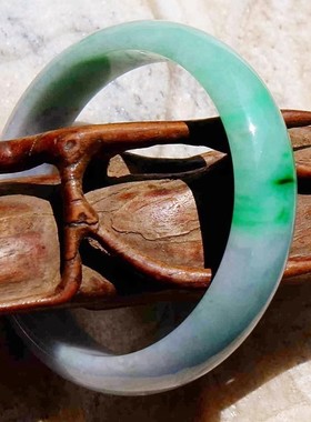 花一溪2575天然A货缅甸老坑冰糯种正阳绿翡翠手镯子带鉴定证书58