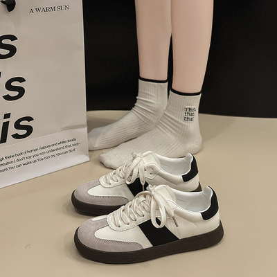 休闲鞋女2025年春秋季新款厚底板鞋阿甘鞋运动鞋百搭银色德训鞋子