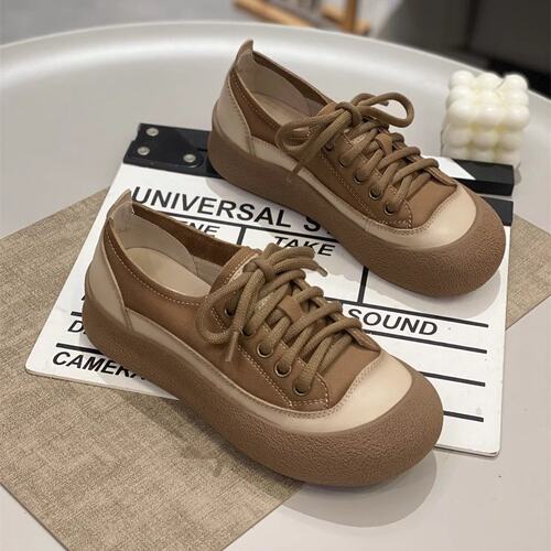 复古丑萌厚底板鞋女2026春夏季新款软底百搭爆款小白鞋休闲大头鞋