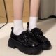 黑色厚底百搭系带小皮鞋 子 复古英伦风日系jk鞋 2026春夏季 学生新款