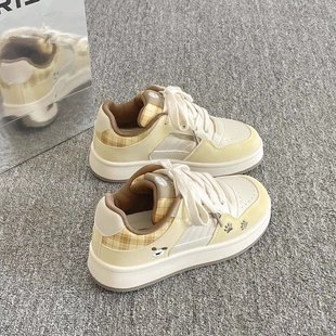 女透气厚底圆头百搭可爱运动休闲板鞋 学生小白鞋 子 新款 2025年夏季