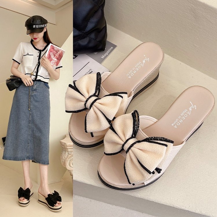 坡跟凉拖鞋女夏外穿网红厚底仙女鞋子2025新款一字拖防水台高跟鞋