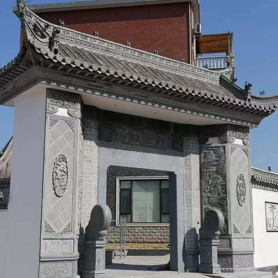 徽派仿古砖雕 圆形福字古建砖雕浮雕 中式四合院影壁墙免费设计