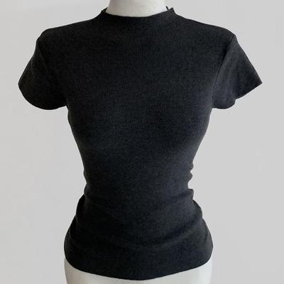 韩国代购cloudemotion半高领针织打底T恤女秋冬内搭上衣修身短袖