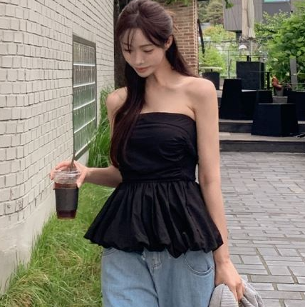 韩国代购maybins24夏新款无袖衬衫泡泡花苞抹胸裹胸女上衣约会装,女装/女士精品,抹胸,淘宝优惠券,粉丝福利购,淘宝优惠卷