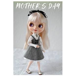 小布六分四分bjd娃衣材料包diy复古千鸟格连衣裙纸样布料视频教程