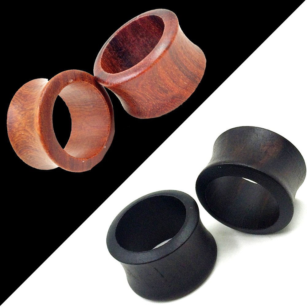 天然黑檀红檀木木质空心扩耳器