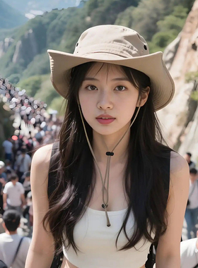 日系大帽檐防晒渔夫帽女夏户外透气山系露营登山钓鱼帽子男大头围