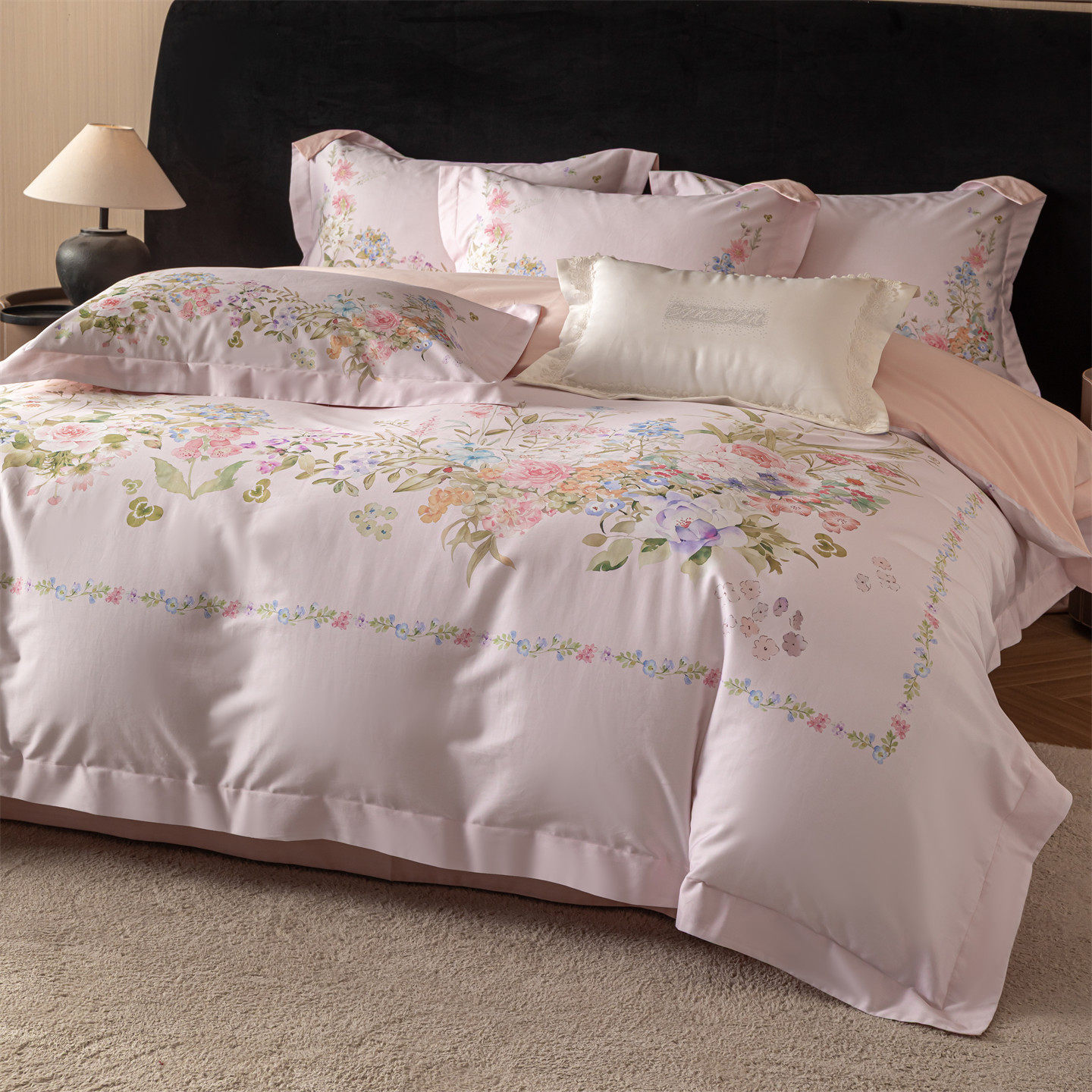 2026春夏100S贡缎长绒棉数码印花四件套全棉双人被套床单床上用品