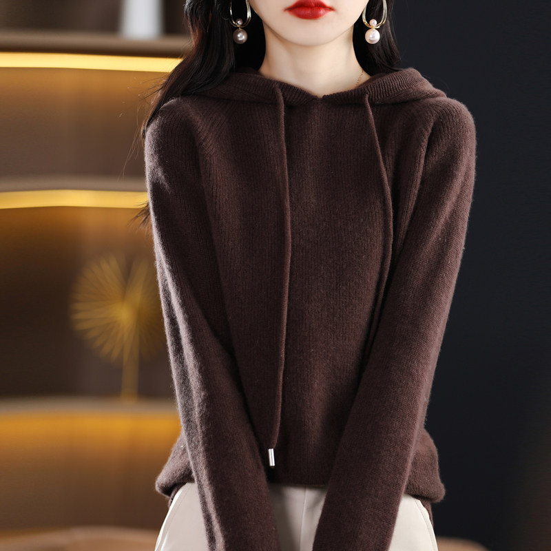 100%羊毛秋冬新款元宝针帽衫套头宽松简约休闲针织内搭毛衣女装,女装/女士精品,羊绒衫,淘宝优惠券,粉丝福利购,淘宝优惠卷
