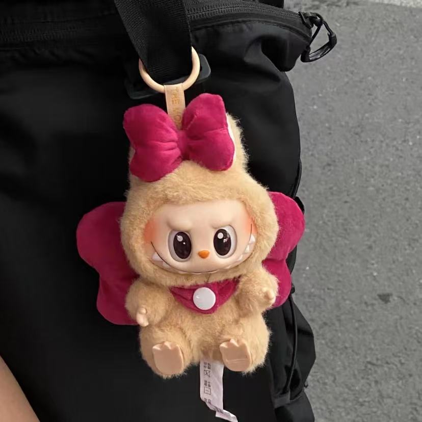 实拍手作玫红色蝴蝶结布布挂件包包挂件可爱娃衣闺蜜女生礼物