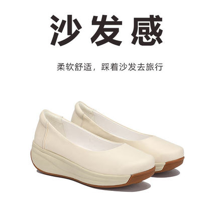 真皮牛筋底软底女鞋2024年夏季厚底超软头层牛皮舒适羊皮浅口单鞋