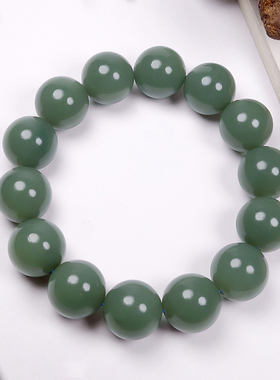 和田玉沙枣青细腻油润手串