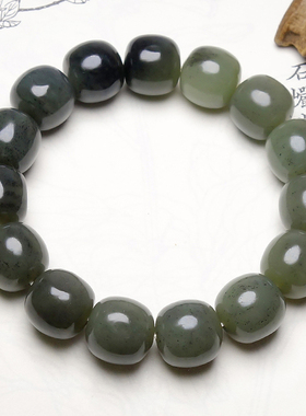 天然新疆和田玉青花油润手串