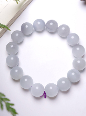 收藏级和田玉烟紫冰底圆珠手串