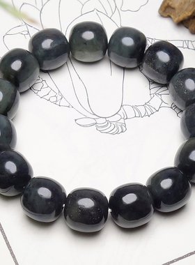 天然新疆和田玉青花油润手串