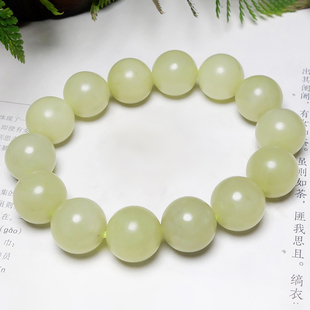 寓意财源滚滚 新疆和田玉且末若羌黄玉圆珠手链手串 重83.47克