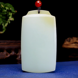 新疆和田玉且末糖白平安无事牌挂件吊坠过灯厚面包牌 重44.31克