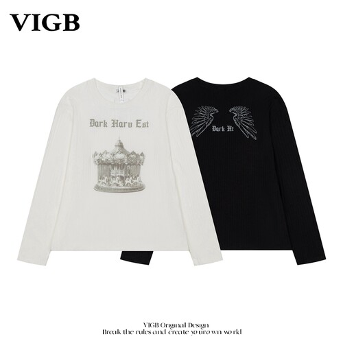 VIGB原创复古翅膀长袖T恤短款