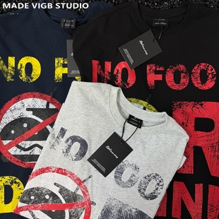 T恤男女 复古趣味撞色字母喷印NOFOOD重磅短袖 VIGB 原创国潮美式