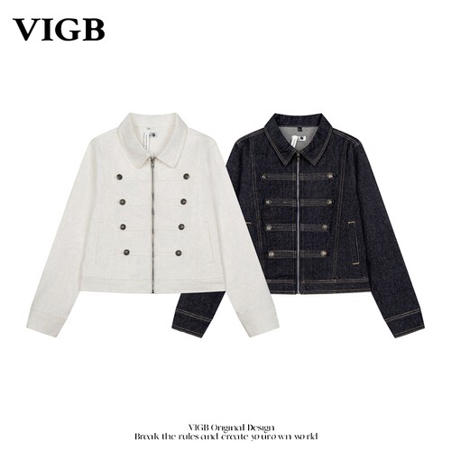 VIGB原创复古机车拉链拼接夹克