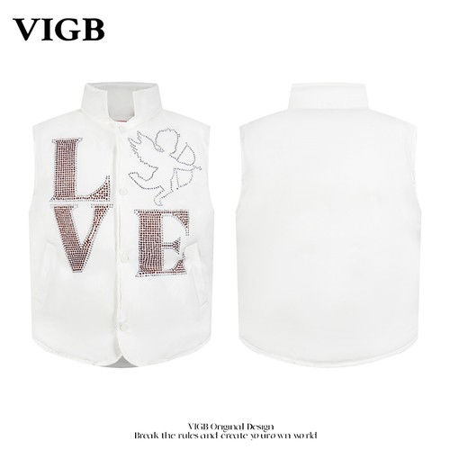 VIGB美式加厚镶钻重工马甲外套