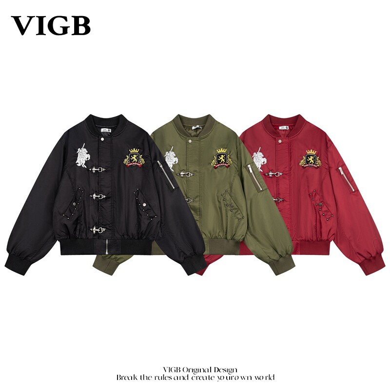 VIGB原创复古龙虾扣棉服夹克